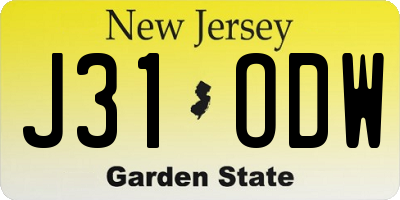 NJ license plate J31ODW
