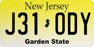 NJ license plate J31ODY