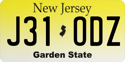 NJ license plate J31ODZ