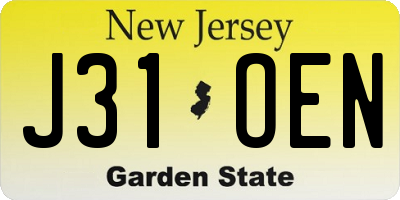 NJ license plate J31OEN