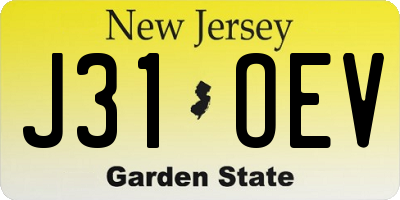 NJ license plate J31OEV