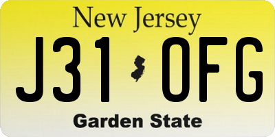 NJ license plate J31OFG