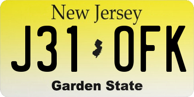 NJ license plate J31OFK