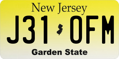 NJ license plate J31OFM