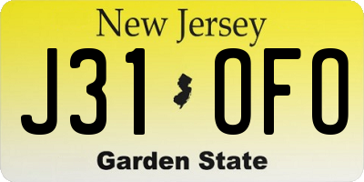 NJ license plate J31OFO