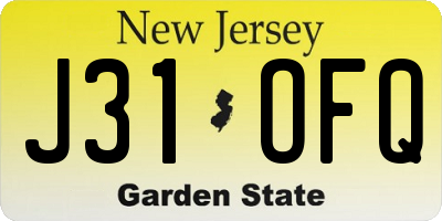 NJ license plate J31OFQ