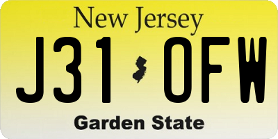 NJ license plate J31OFW