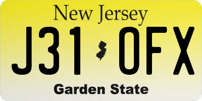NJ license plate J31OFX