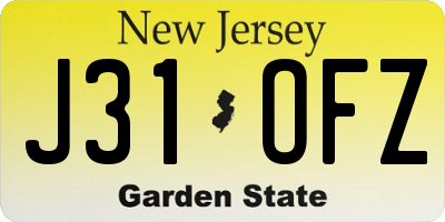 NJ license plate J31OFZ