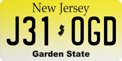 NJ license plate J31OGD