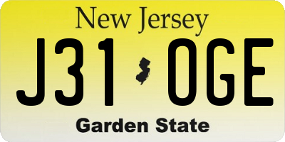 NJ license plate J31OGE