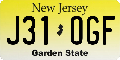 NJ license plate J31OGF