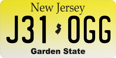 NJ license plate J31OGG