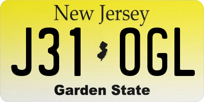 NJ license plate J31OGL