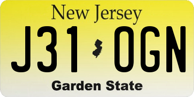 NJ license plate J31OGN