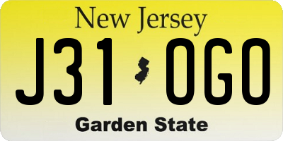 NJ license plate J31OGO