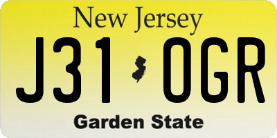 NJ license plate J31OGR
