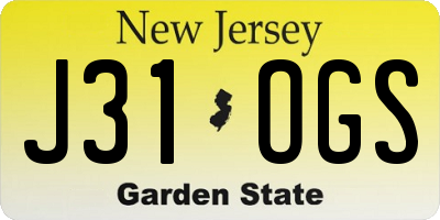 NJ license plate J31OGS