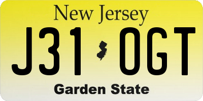 NJ license plate J31OGT