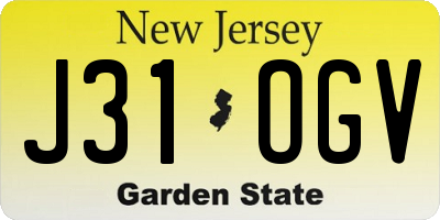 NJ license plate J31OGV