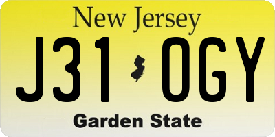 NJ license plate J31OGY