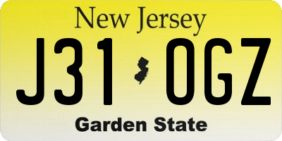 NJ license plate J31OGZ