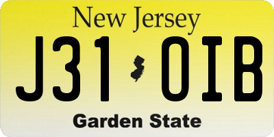 NJ license plate J31OIB