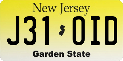 NJ license plate J31OID