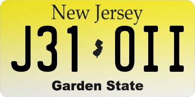 NJ license plate J31OII