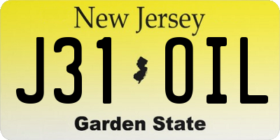 NJ license plate J31OIL