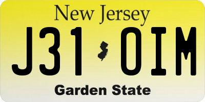 NJ license plate J31OIM