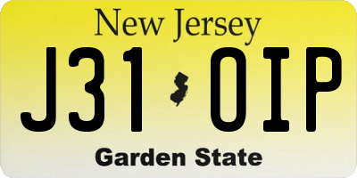 NJ license plate J31OIP