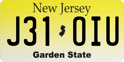 NJ license plate J31OIU