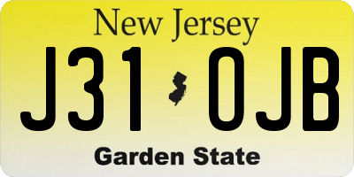 NJ license plate J31OJB