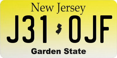 NJ license plate J31OJF