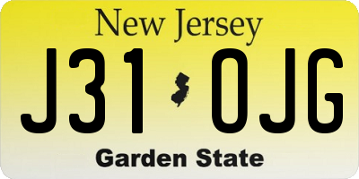 NJ license plate J31OJG
