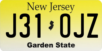NJ license plate J31OJZ