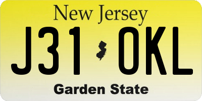 NJ license plate J31OKL