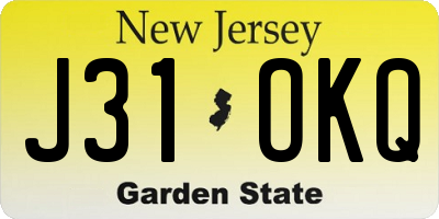 NJ license plate J31OKQ