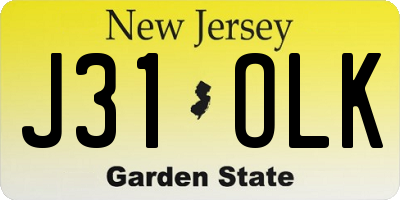 NJ license plate J31OLK
