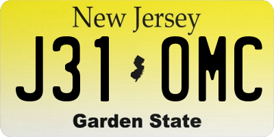 NJ license plate J31OMC