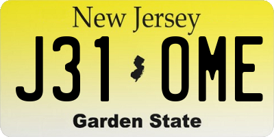 NJ license plate J31OME
