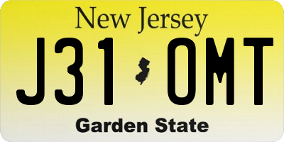 NJ license plate J31OMT