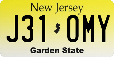 NJ license plate J31OMY
