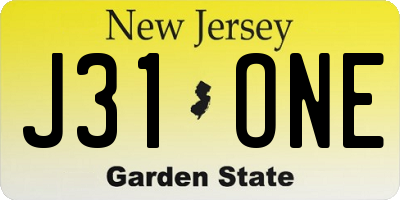 NJ license plate J31ONE