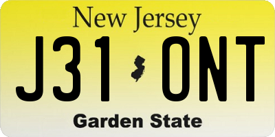 NJ license plate J31ONT