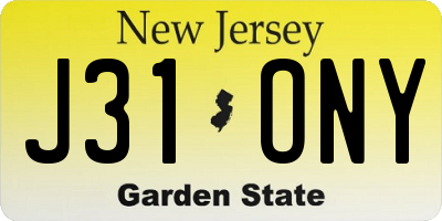NJ license plate J31ONY
