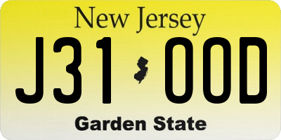 NJ license plate J31OOD