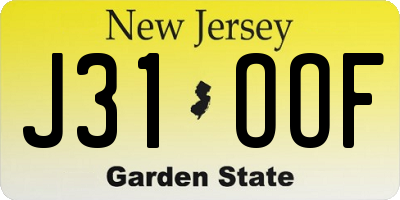 NJ license plate J31OOF