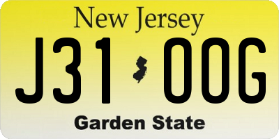NJ license plate J31OOG